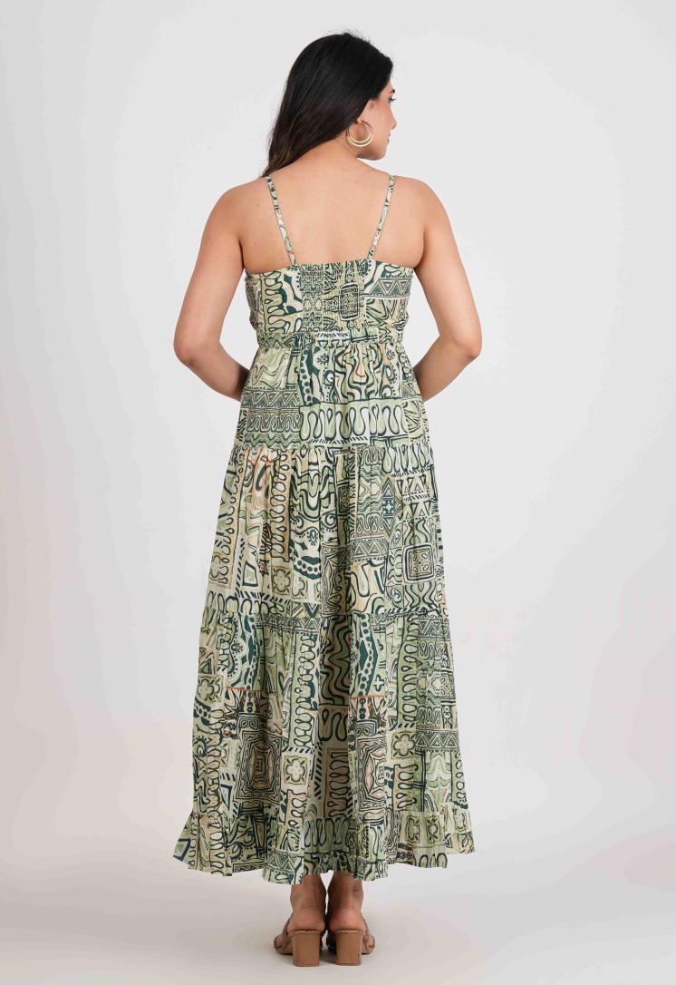 VERDE ESSENCE FRONT BUTTON LONG DRESS