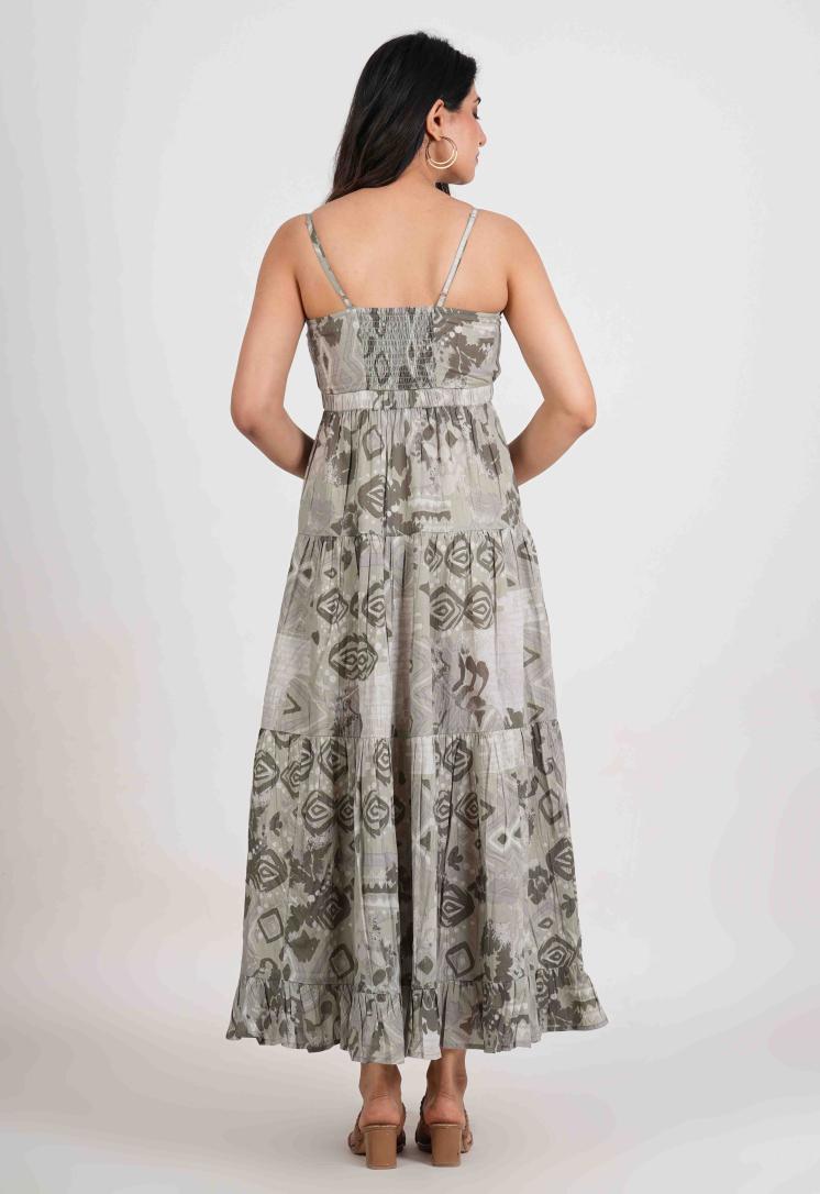 SAGE WHISPER FRONT BUTTON LONG DRESS