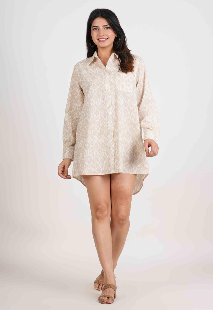 IKAT HALF OPEN LONG SHIRT DRESS