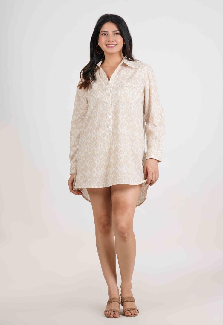 IKAT FULL OPEN LONG SHIRT DRESS