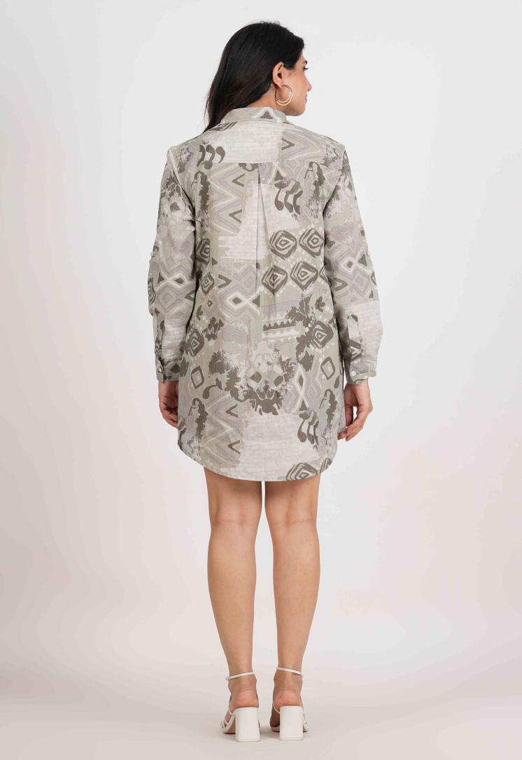 SAGE WHISPER FULL OPEN LONG SHIRT DRESS