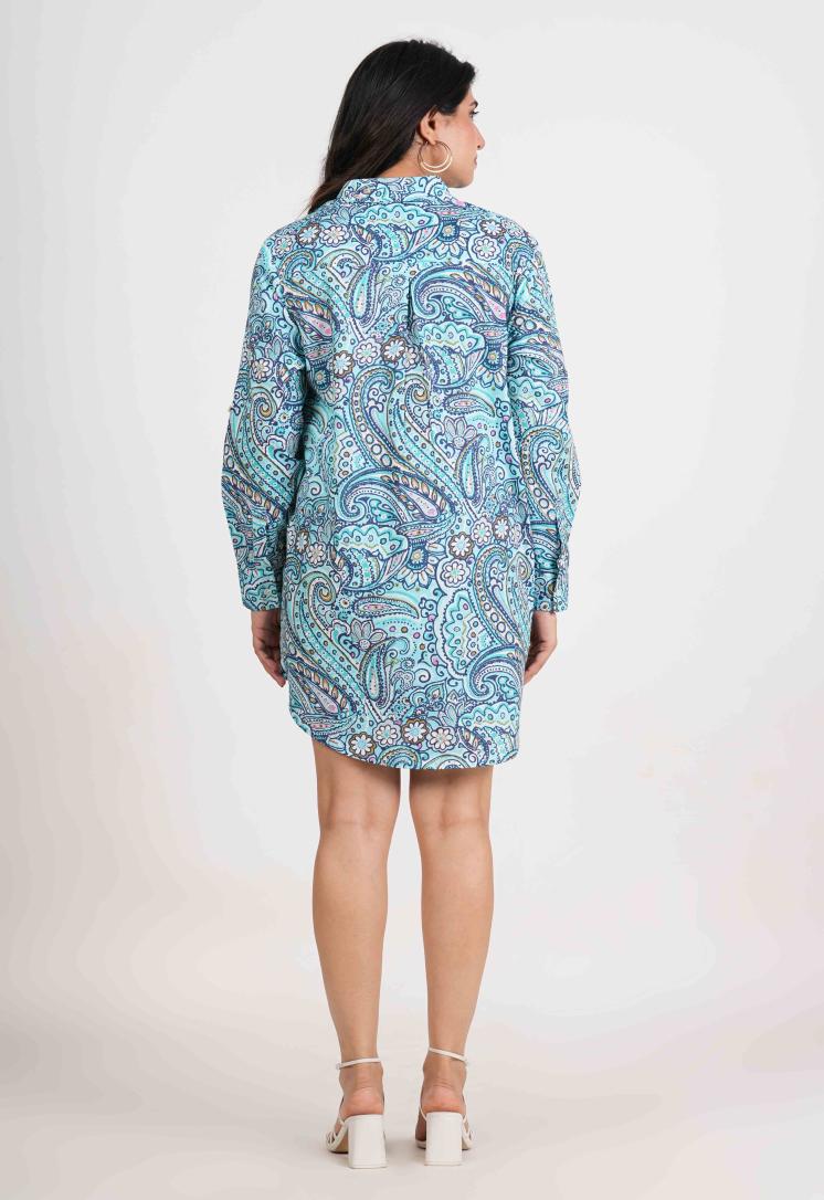 PAISLEY BREEZE FULL OPEN LONG SHIRT DRESS