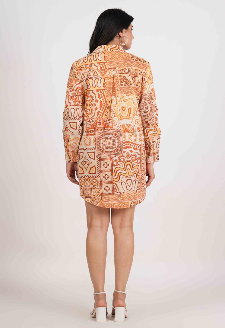 TANGERINE ESSENCE FULL OPEN LONG SHIRT DRESS