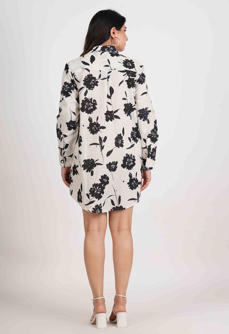 SHADOW BLOOM FULL OPEN LONG SHIRT DRESS