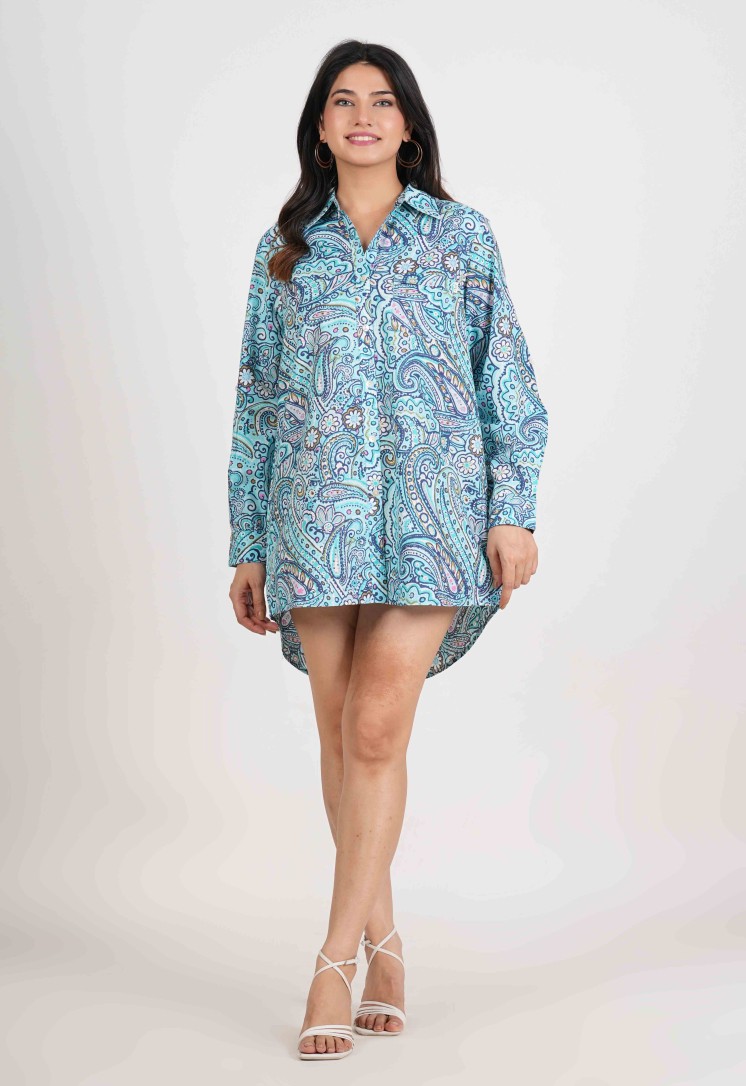 PAISLEY BREEZE FULL OPEN LONG SHIRT DRESS