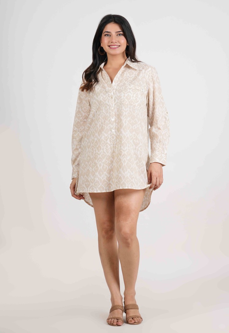 IKAT FULL OPEN LONG SHIRT DRESS