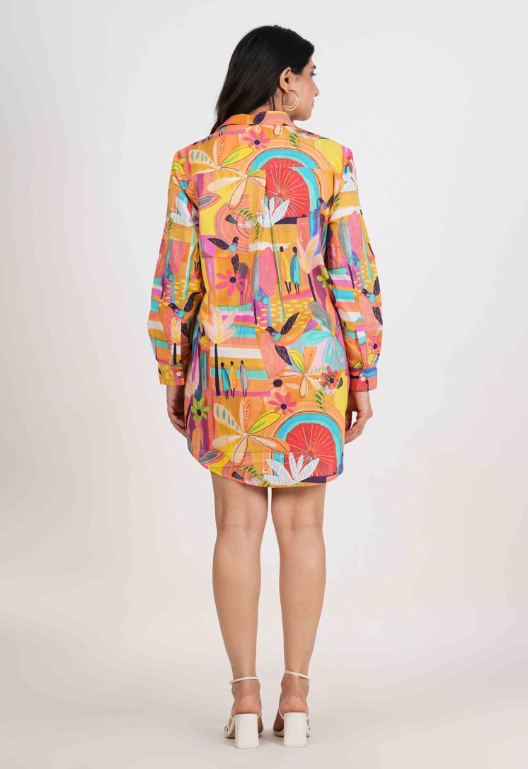 MOSAIC FULL OPEN LONG SHIRT DRESS