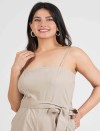 LINEN BLEND ZIPPER JUMPSUIT