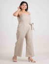 LINEN BLEND ZIPPER JUMPSUIT