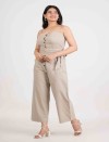 FRONT BUTTON LINEN BLEND JUMPSUIT