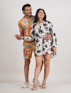 SHADOW BLOOM HALF OPEN LONG SHIRT DRESS