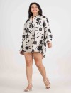 SHADOW BLOOM HALF OPEN LONG SHIRT DRESS