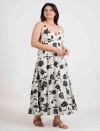SHADOW BLOOM FRONT BUTTON LONG DRESS
