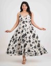 SHADOW BLOOM FRONT BUTTON LONG DRESS