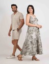 SAGE WHISPER FRONT BUTTON LONG DRESS