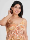 TANGERINE ESSENCE FRONT BUTTON LONG DRESS