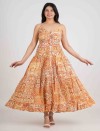 TANGERINE ESSENCE FRONT BUTTON LONG DRESS