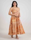 TANGERINE ESSENCE FRONT BUTTON LONG DRESS
