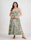 VERDE ESSENCE FRONT BUTTON LONG DRESS