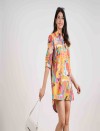MOSAIC HALF OPEN LONG SHIRT DRESS